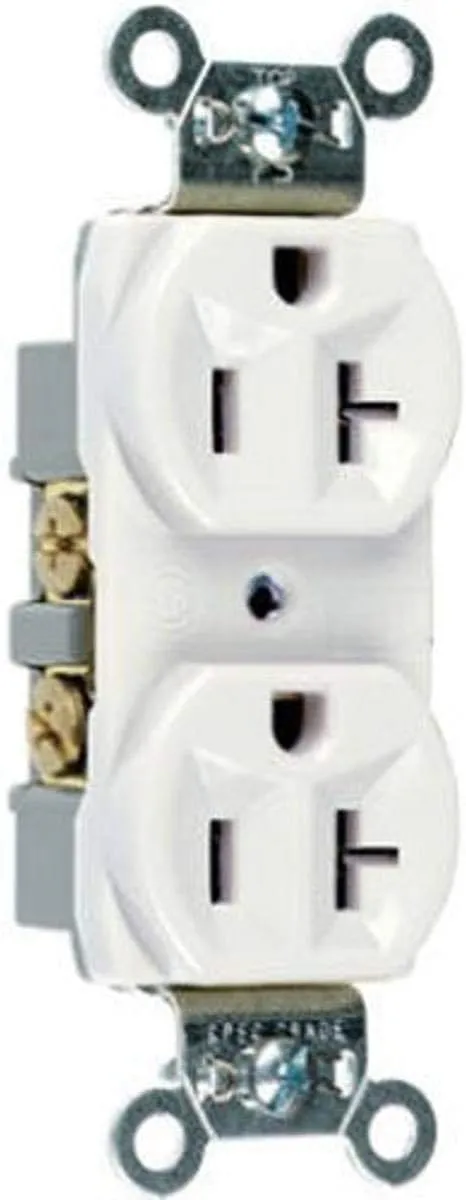 20A 125V Construction Grade Duplex Receptacle. White