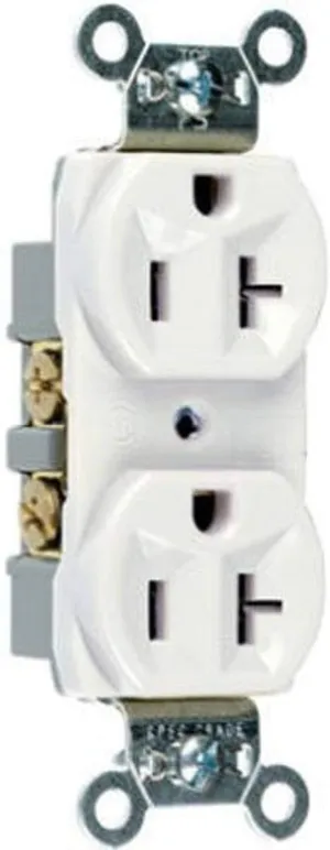 20A 125V Construction Grade Duplex Receptacle. White
