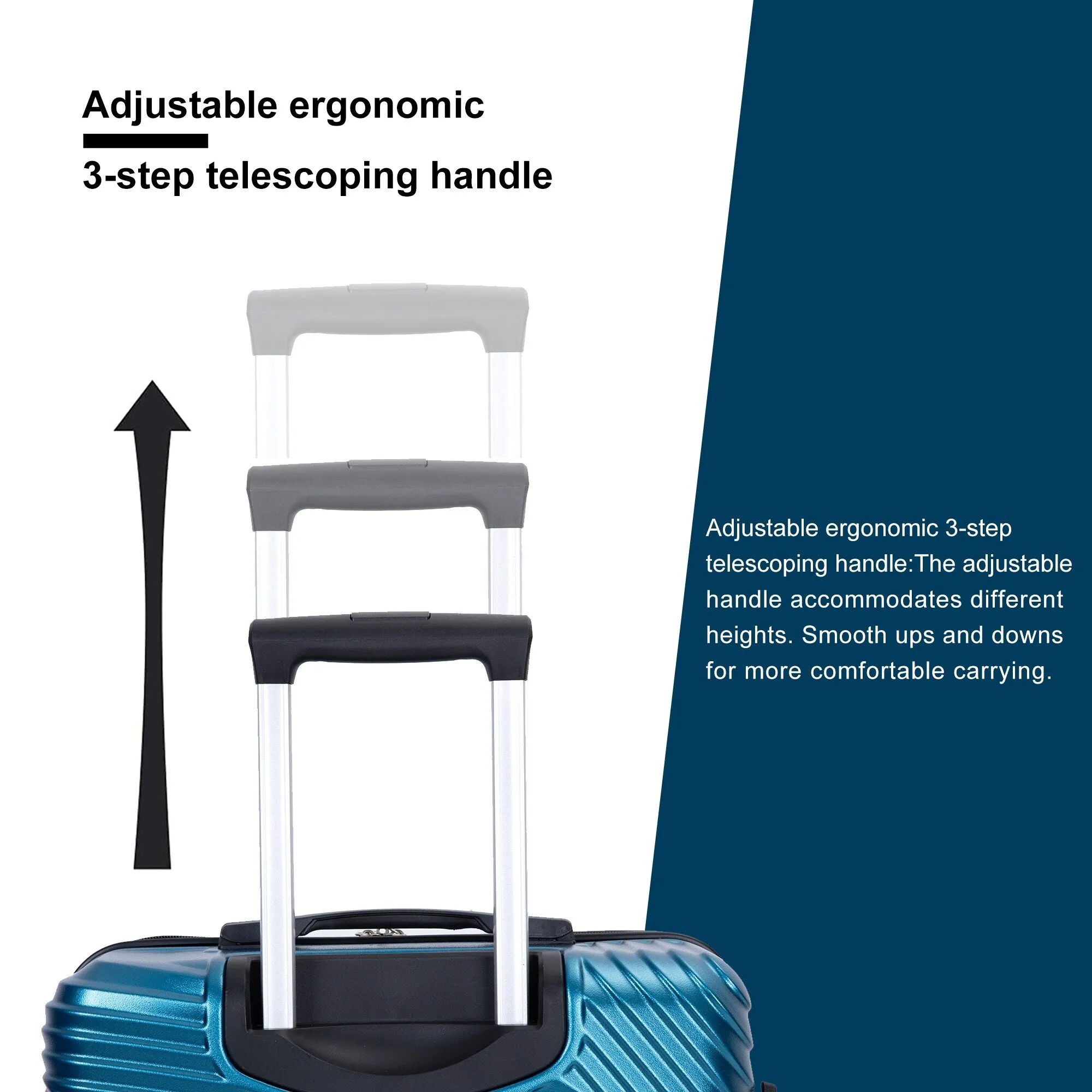 3 Piece Luggage Sets PC ABS Lightweight Suitcase with Two Hooks, Spinner Wheels, (20/24/28)