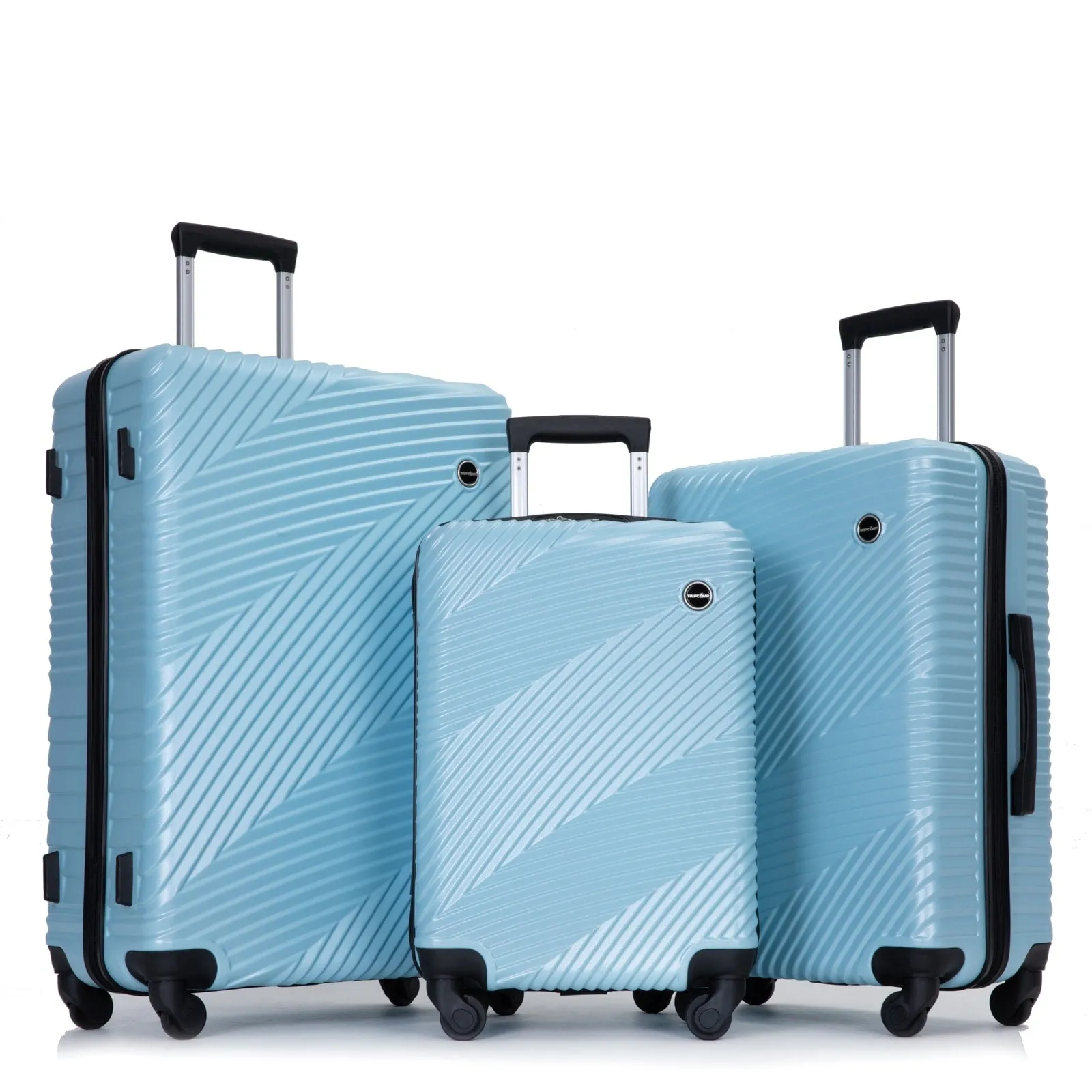 3 Piece Luggage Sets PC ABS Lightweight Suitcase with Two Hooks, Spinner Wheels, (20/24/28)