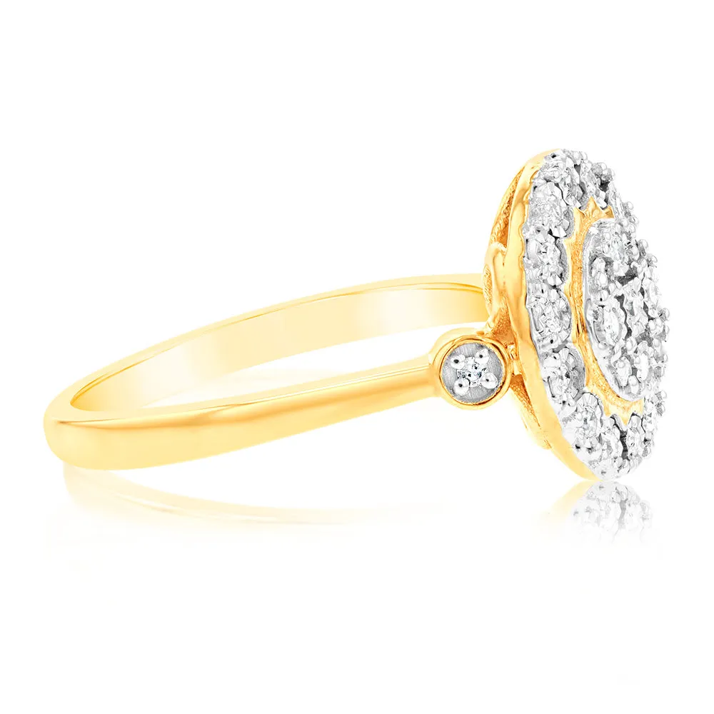 9ct Yellow Gold 0.15 Carat Diamond Ring with 25 Diamonds