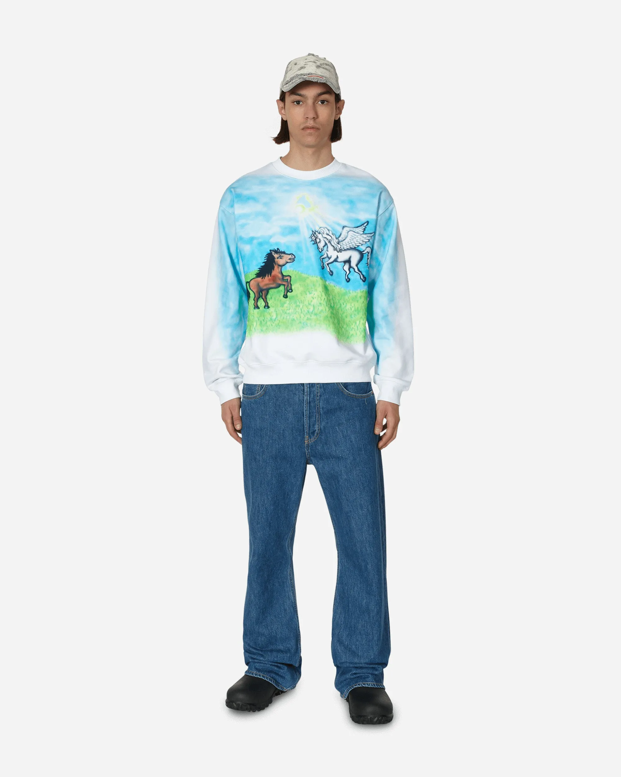 Ally Bo Printed Crewneck Sweatshirt White