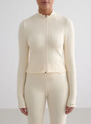 Almond White Tulip Zip Jacket