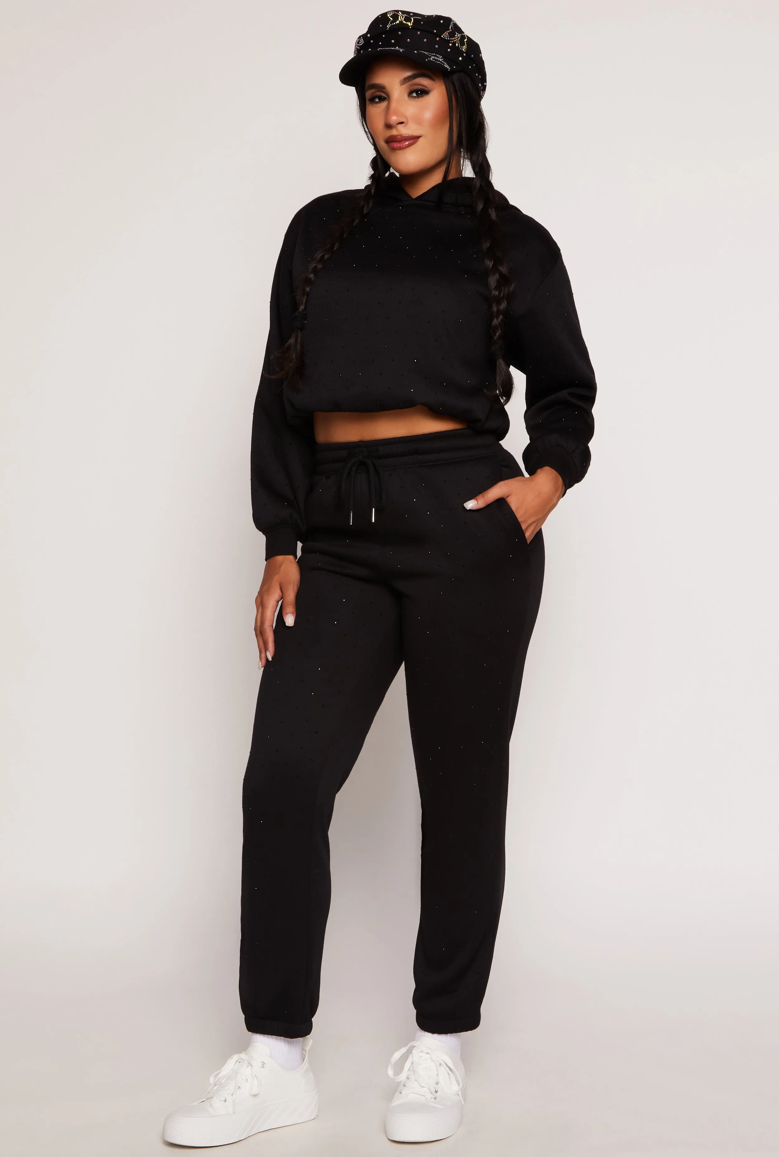 Almost Famous Fleece Rhinestone Sweatpants
