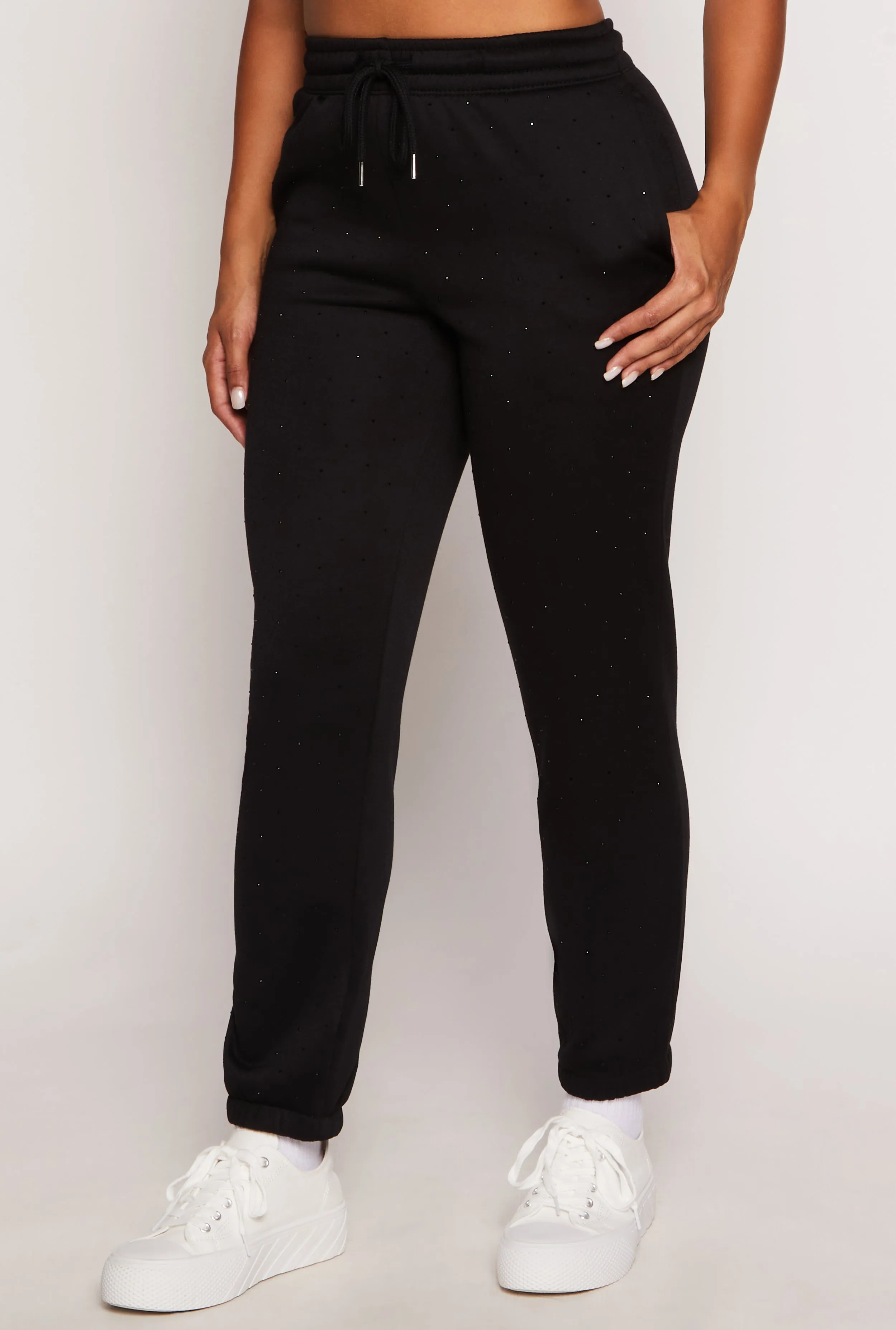 Almost Famous Fleece Rhinestone Sweatpants
