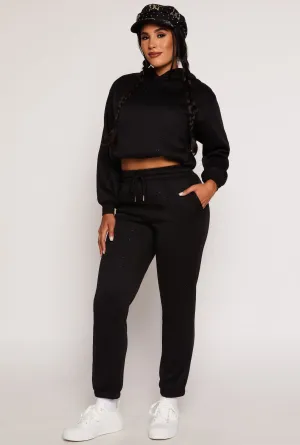 Almost Famous Fleece Rhinestone Sweatpants