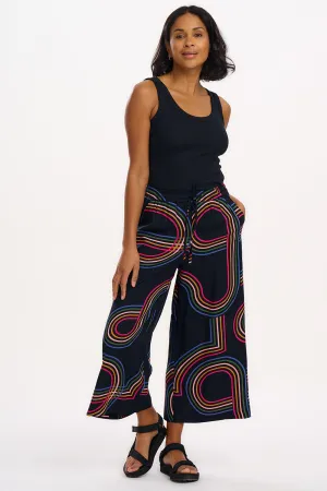 Ameera Cropped Wide Leg Trousers - Black. Retro Racer