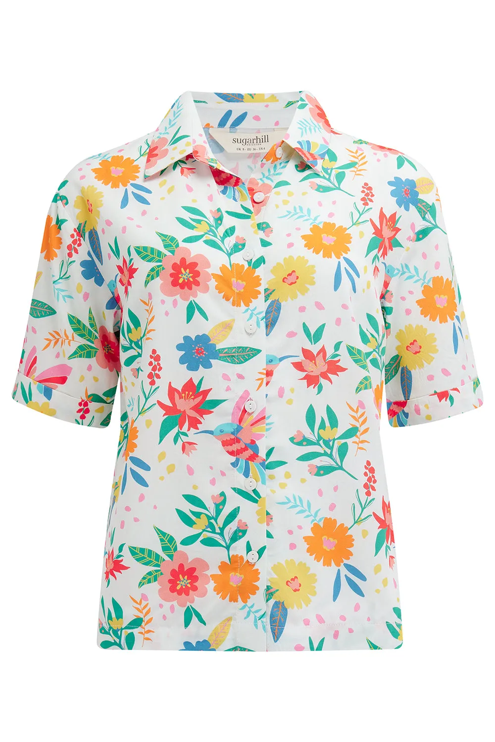 Andromeda Shirt - Off-White. Tropical Hummingbird
