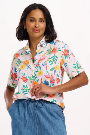 Andromeda Shirt - Off-White. Tropical Hummingbird