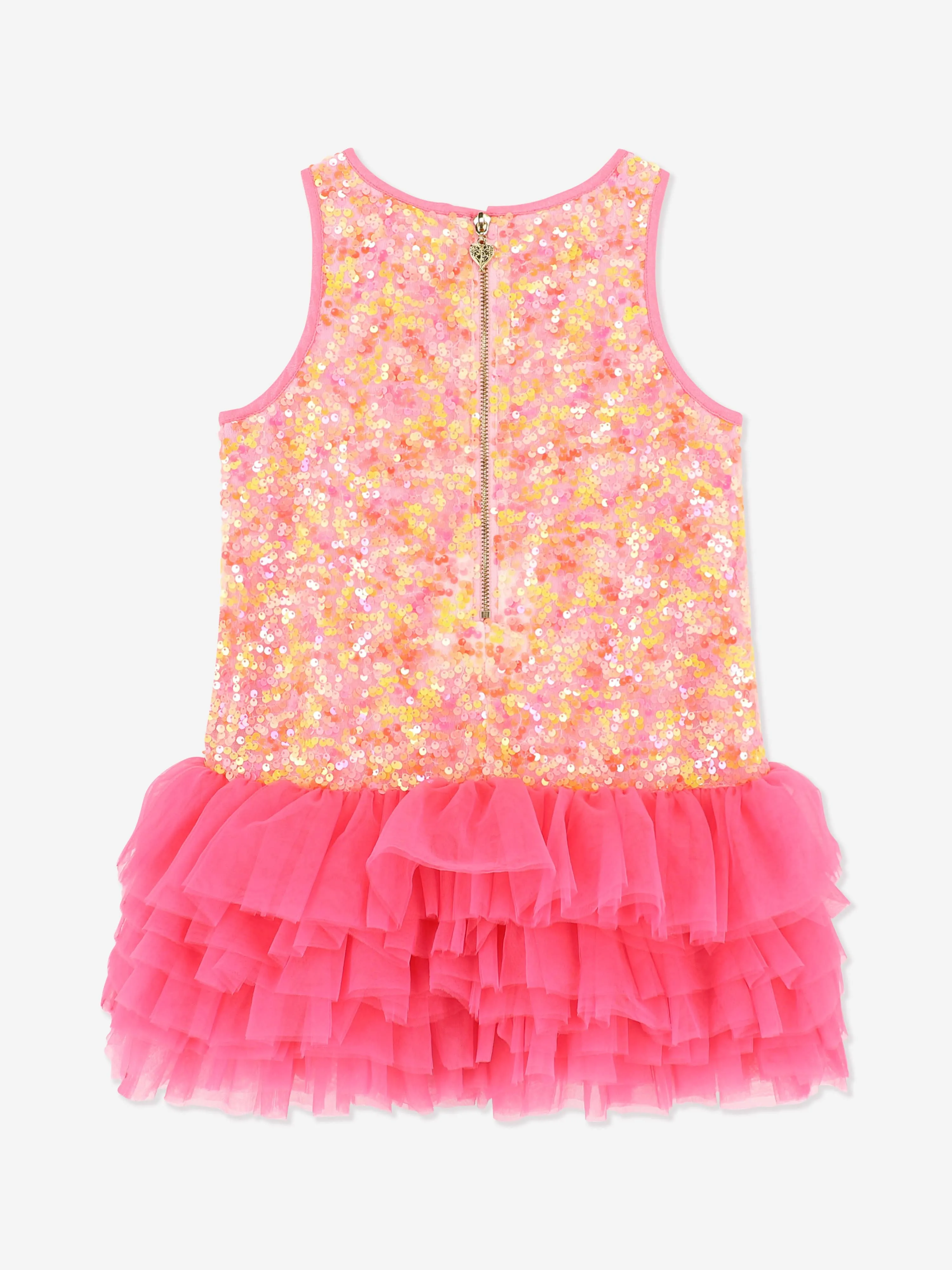 Angels Face Girls Charleston Sequin Tulle Dress in Pink