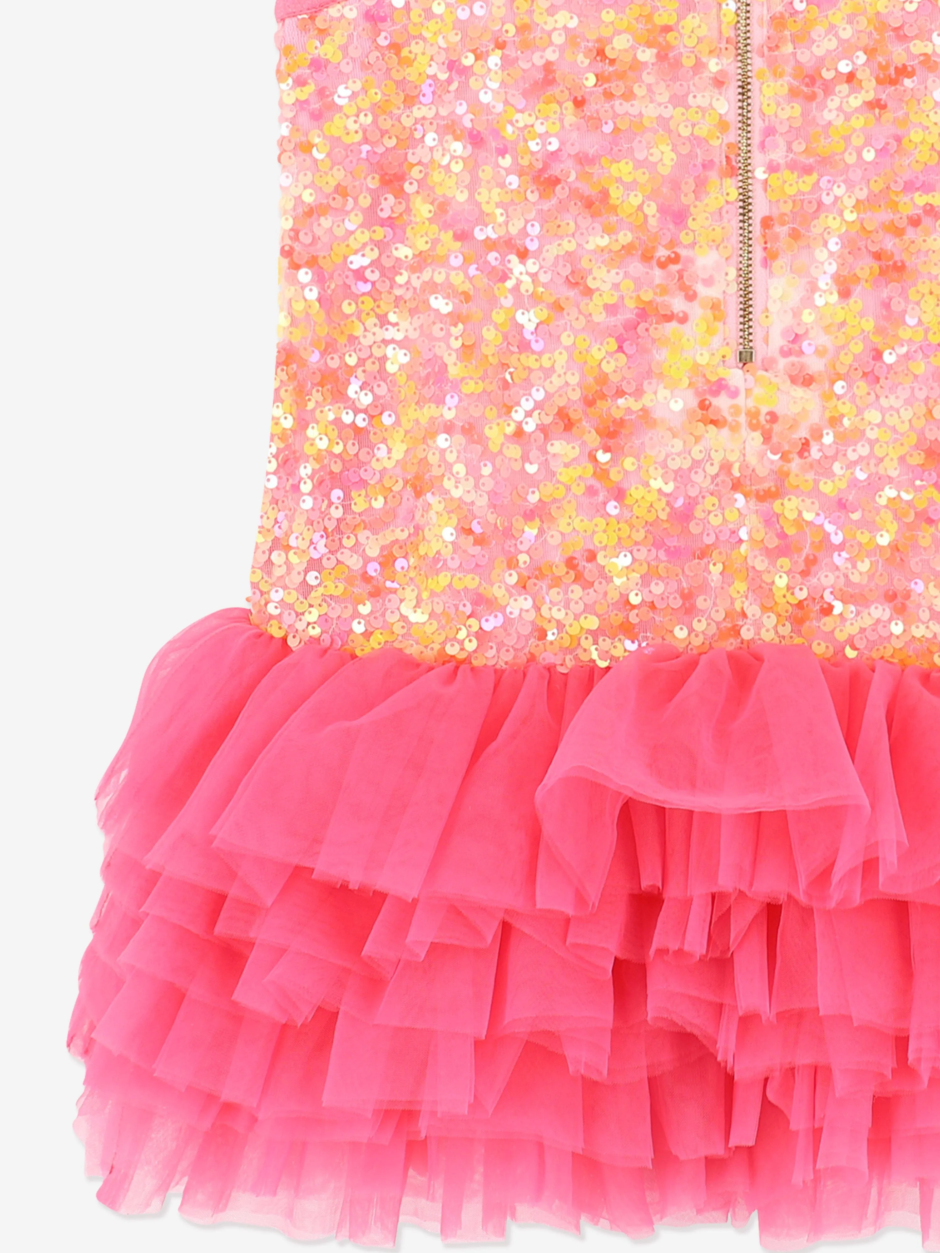 Angels Face Girls Charleston Sequin Tulle Dress in Pink