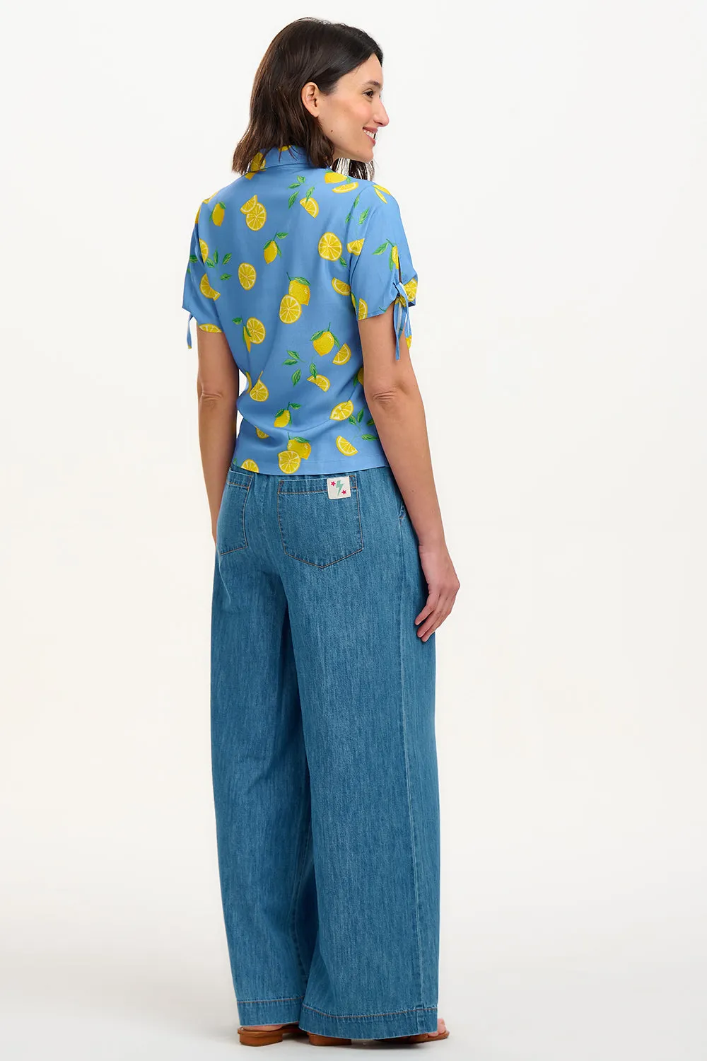 Antonia Tie Shirt - Blue. Lemon Drizzle