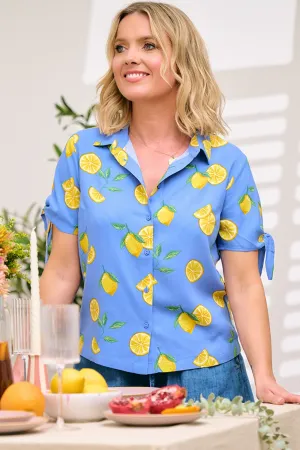 Antonia Tie Shirt - Blue. Lemon Drizzle