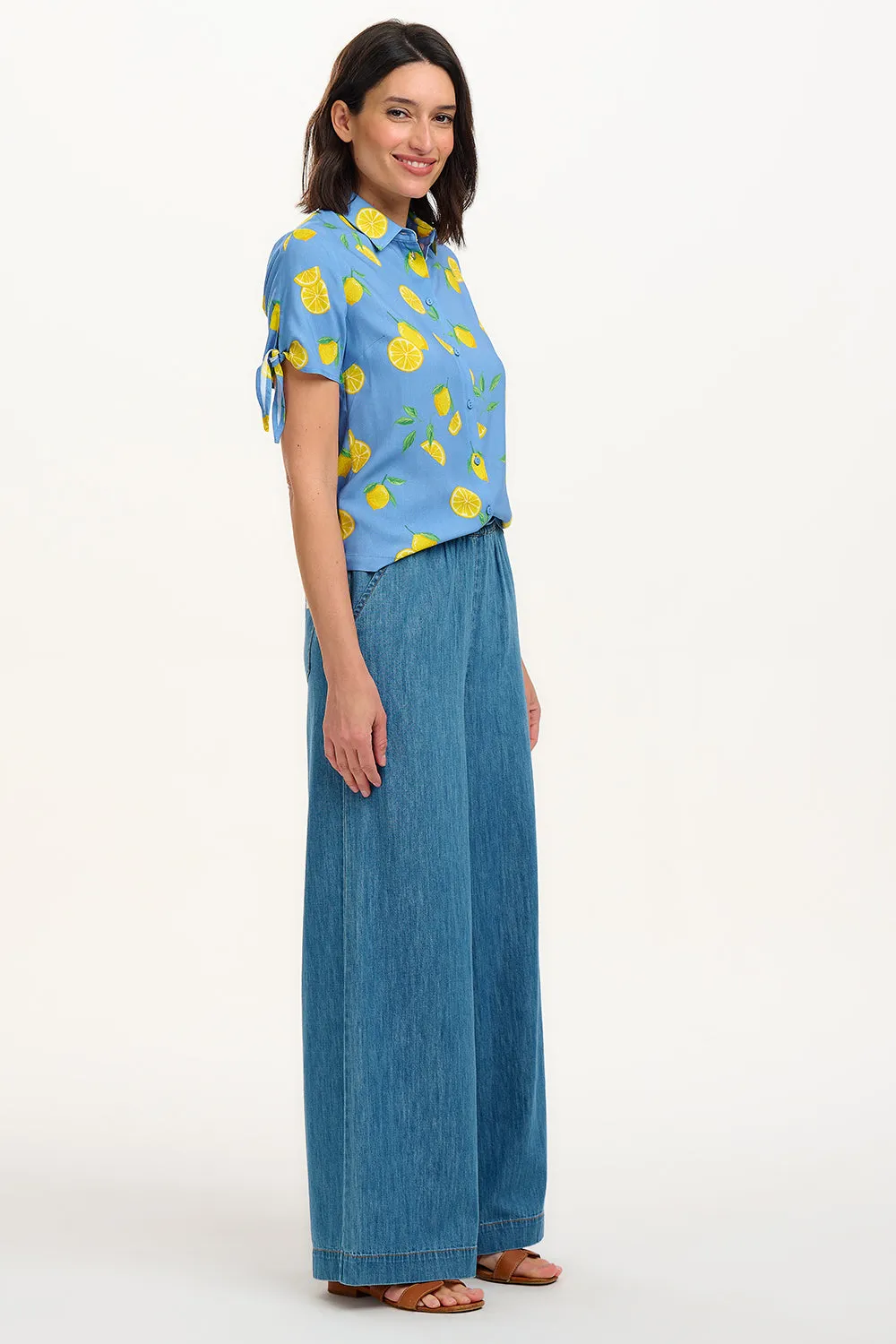 Antonia Tie Shirt - Blue. Lemon Drizzle