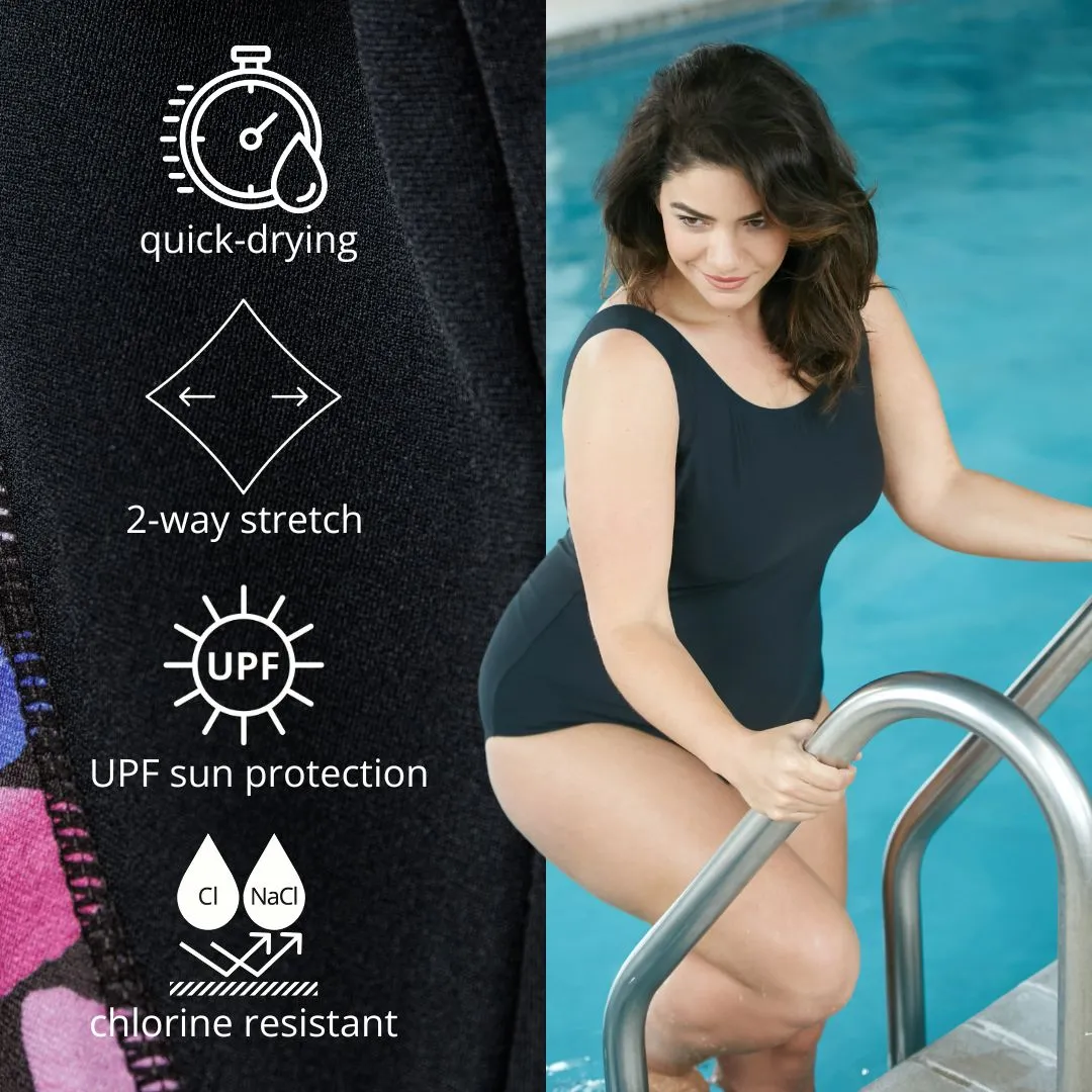 AquaSport Crossback Aquatard Jewel Palmetto Print Black