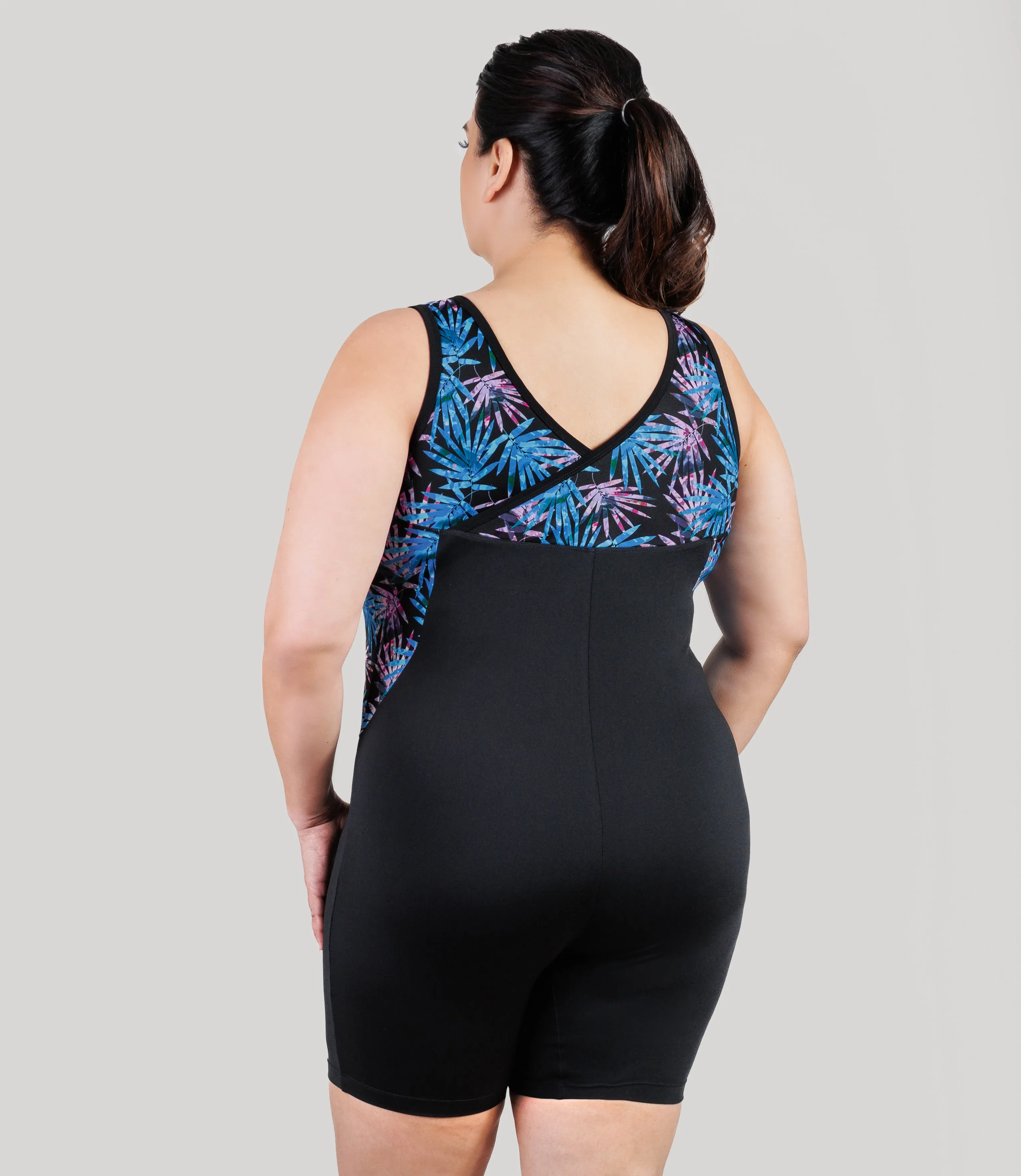 AquaSport Crossback Aquatard Jewel Palmetto Print Black