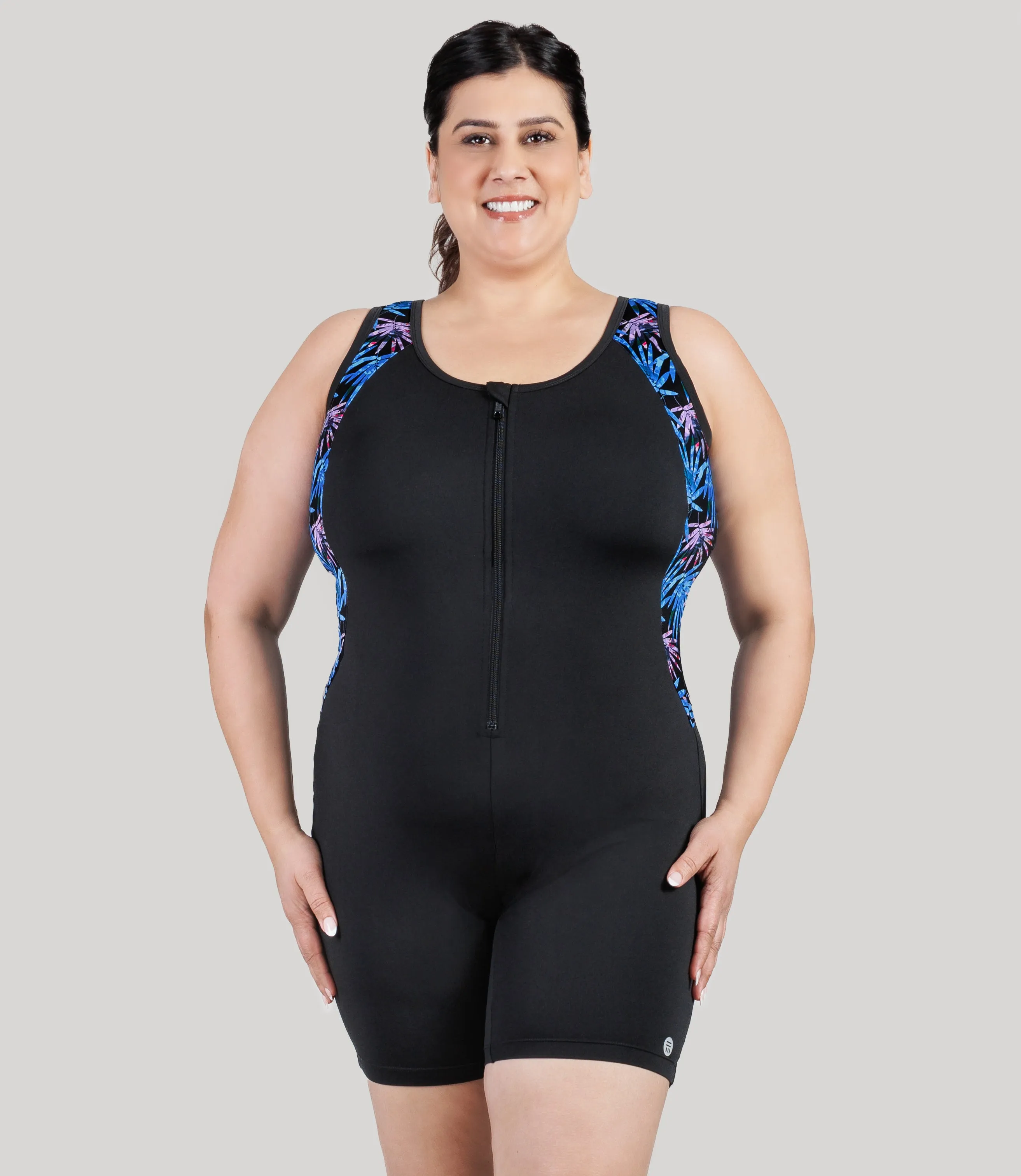 AquaSport Crossback Aquatard Jewel Palmetto Print Black