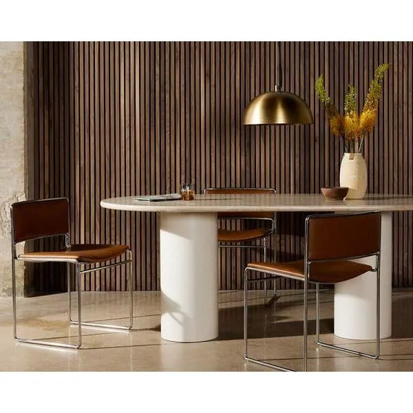 Ashby Oval Dining Table - Cream Marble