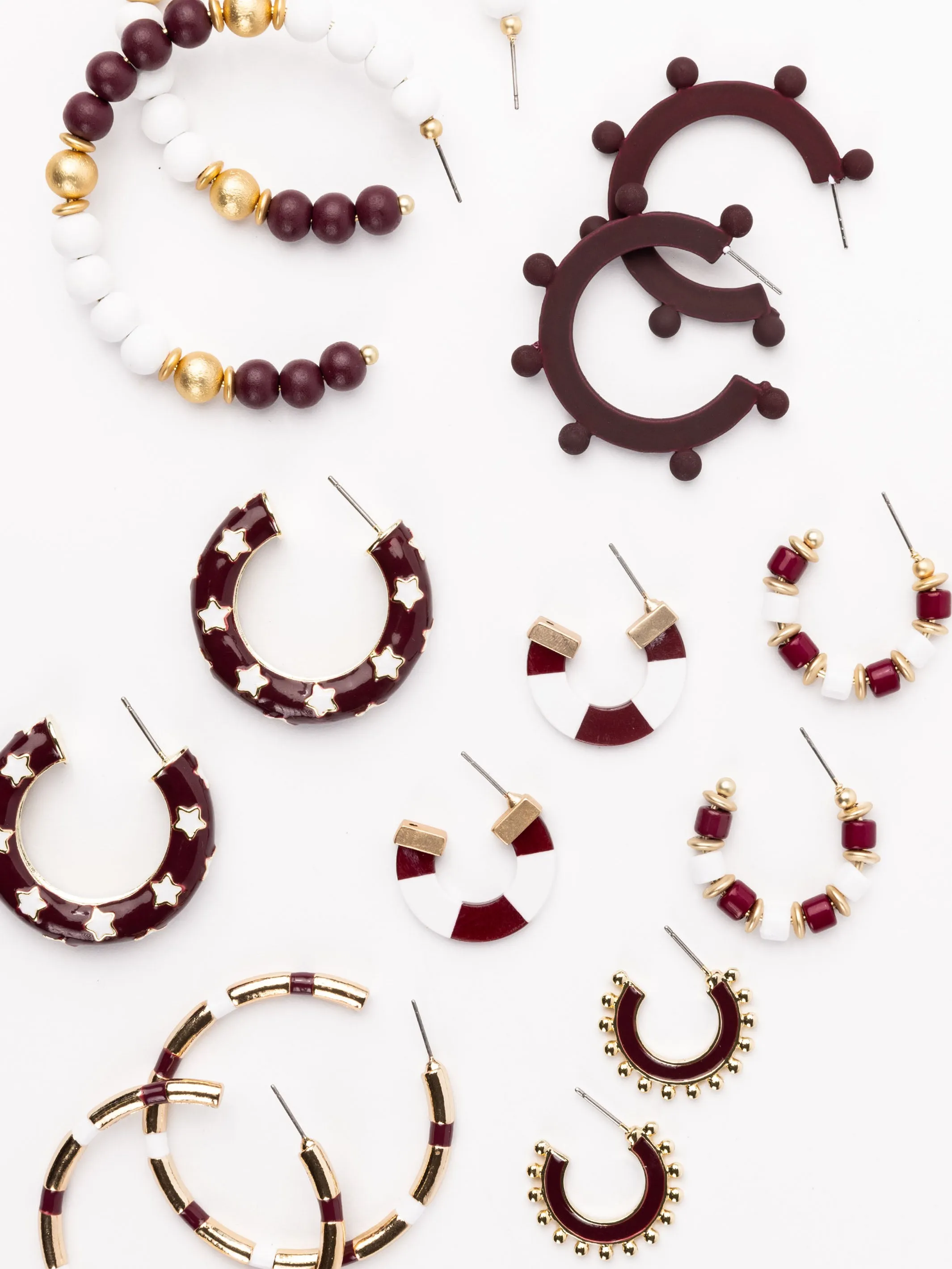 Ashlynn Earrings | Maroon   White