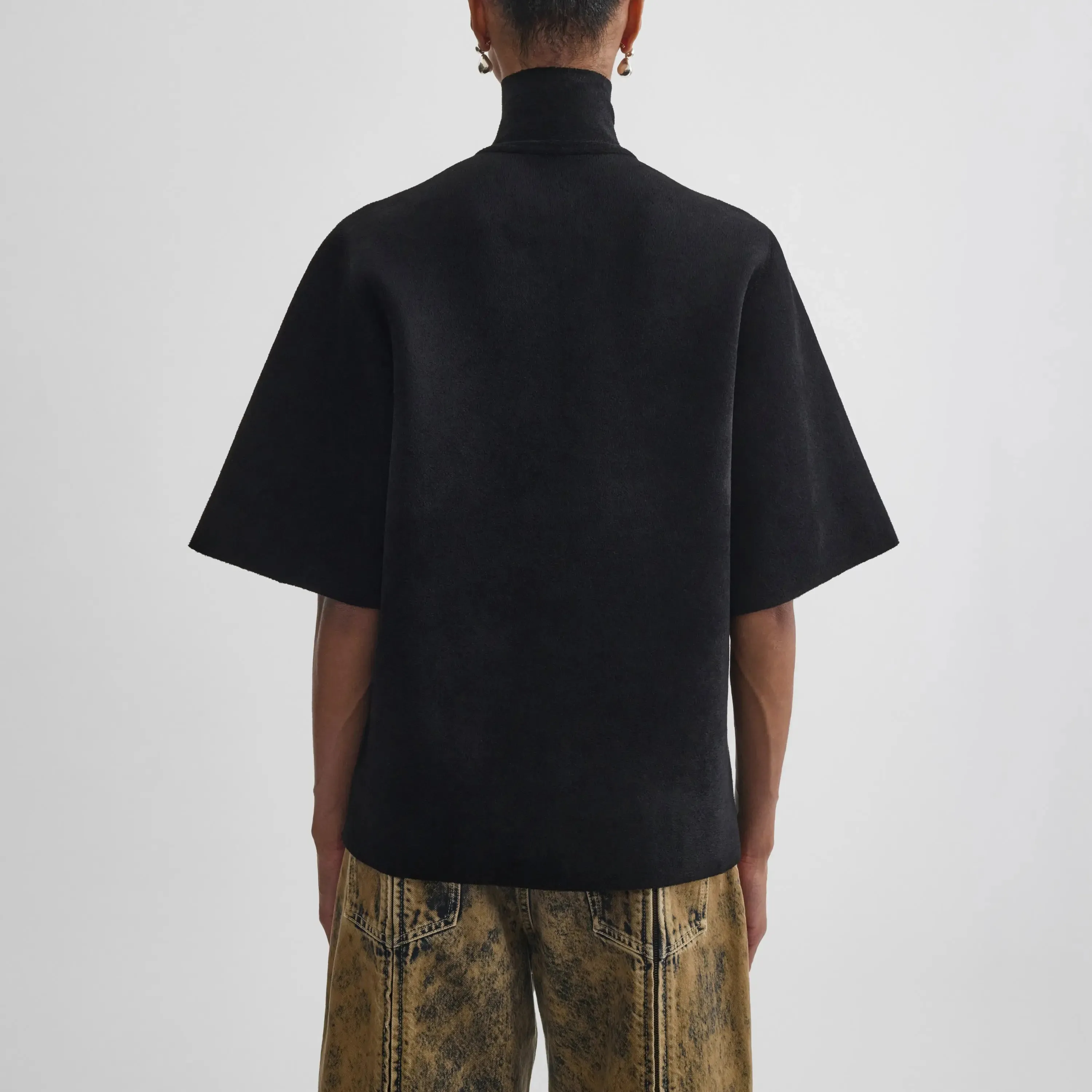 ASYMMETRIC ZIP TOP | black chenille