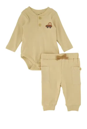 Baby Boys 0-9M Car Graphic Bodysuit and Joggers