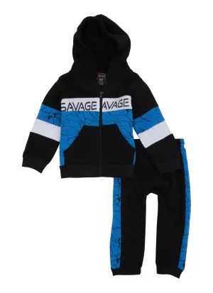 Baby Boys 12-24M Savage Zip Front Hoodie and Joggers