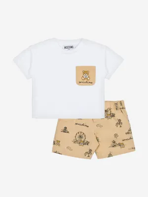 Baby Boys Teddy Bear Short Set in Beige