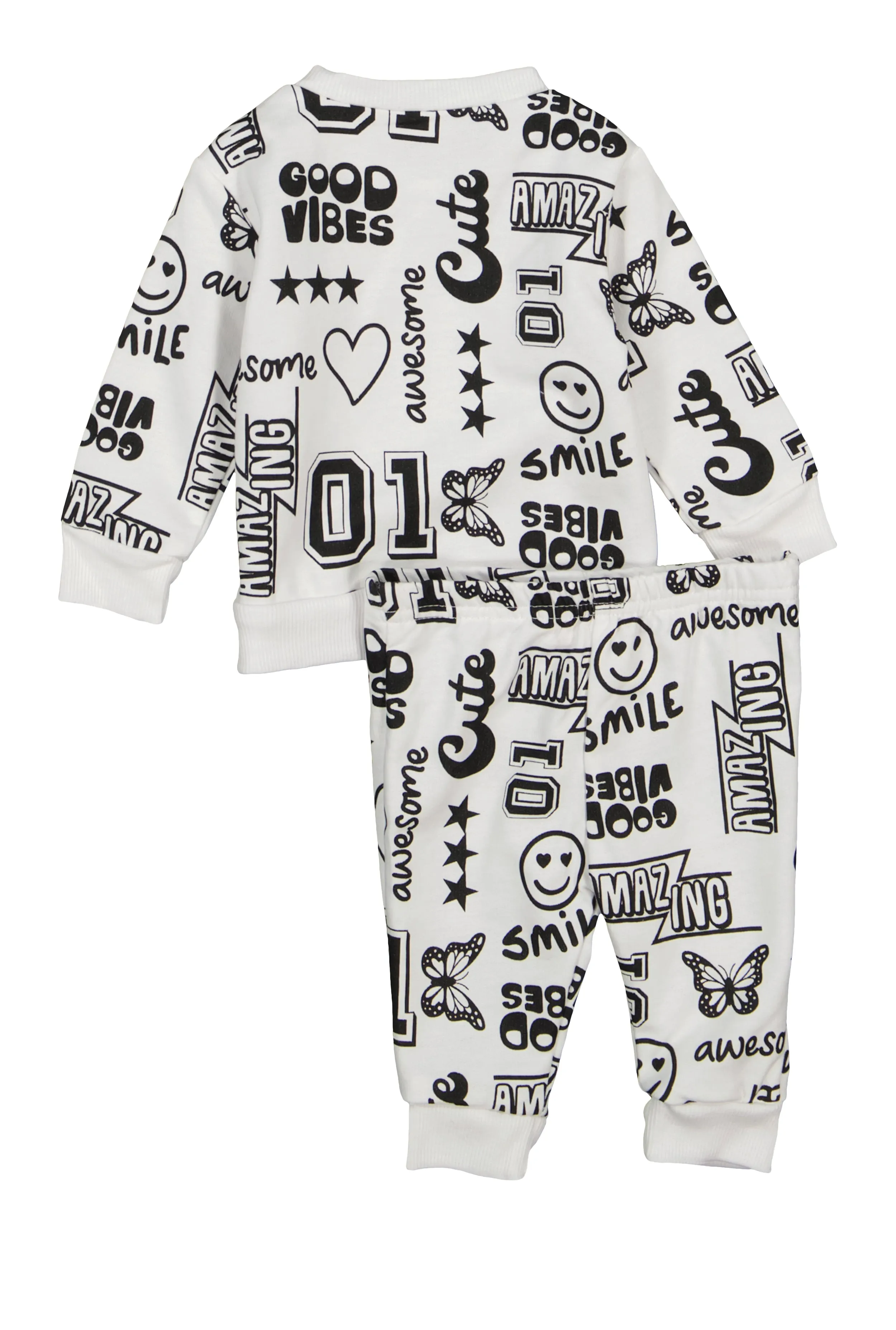 Baby Girls 0-9M Good Vibes Printed Sweatshirt and Joggers