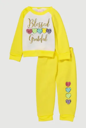 Baby Girls 12-24M Glitter Blessed Graphic Sweatshirt and Joggers
