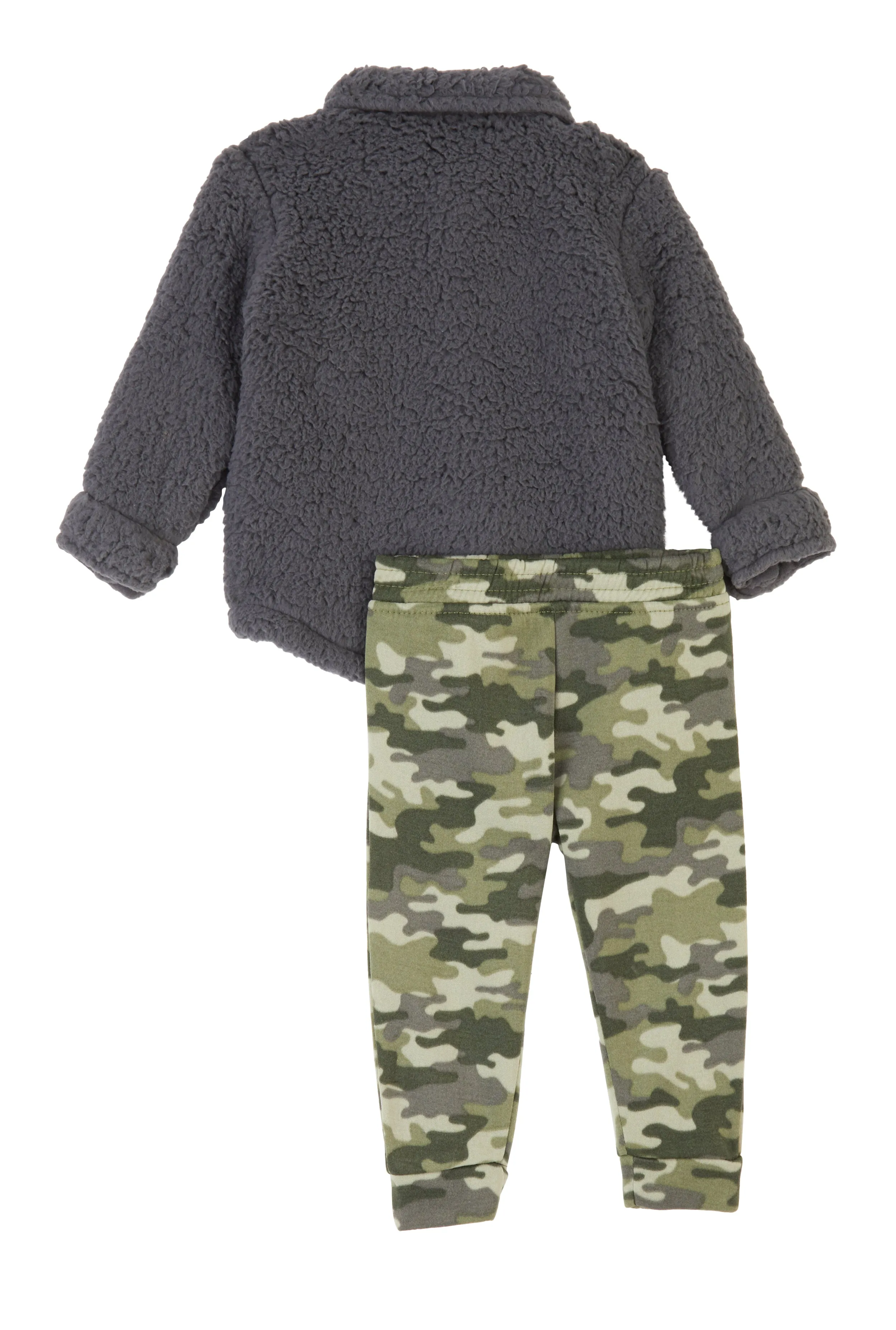 Baby Girls 12-24M Sherpa Shacket and Camo Joggers