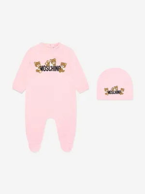 Baby Girls Teddy Bear Logo Babygrow Set in Pink