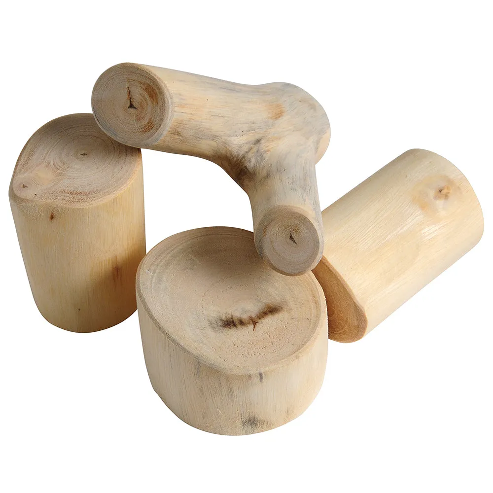 Baby Tree Blocks | 12-Piece Eco-Friendly Wooden Building Set with Natural Barkless Finish