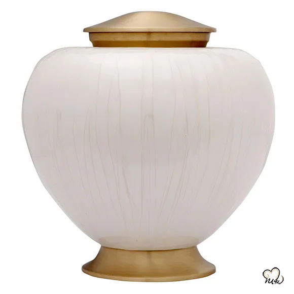 Baroque White Pearl and Gold Cremation Urn