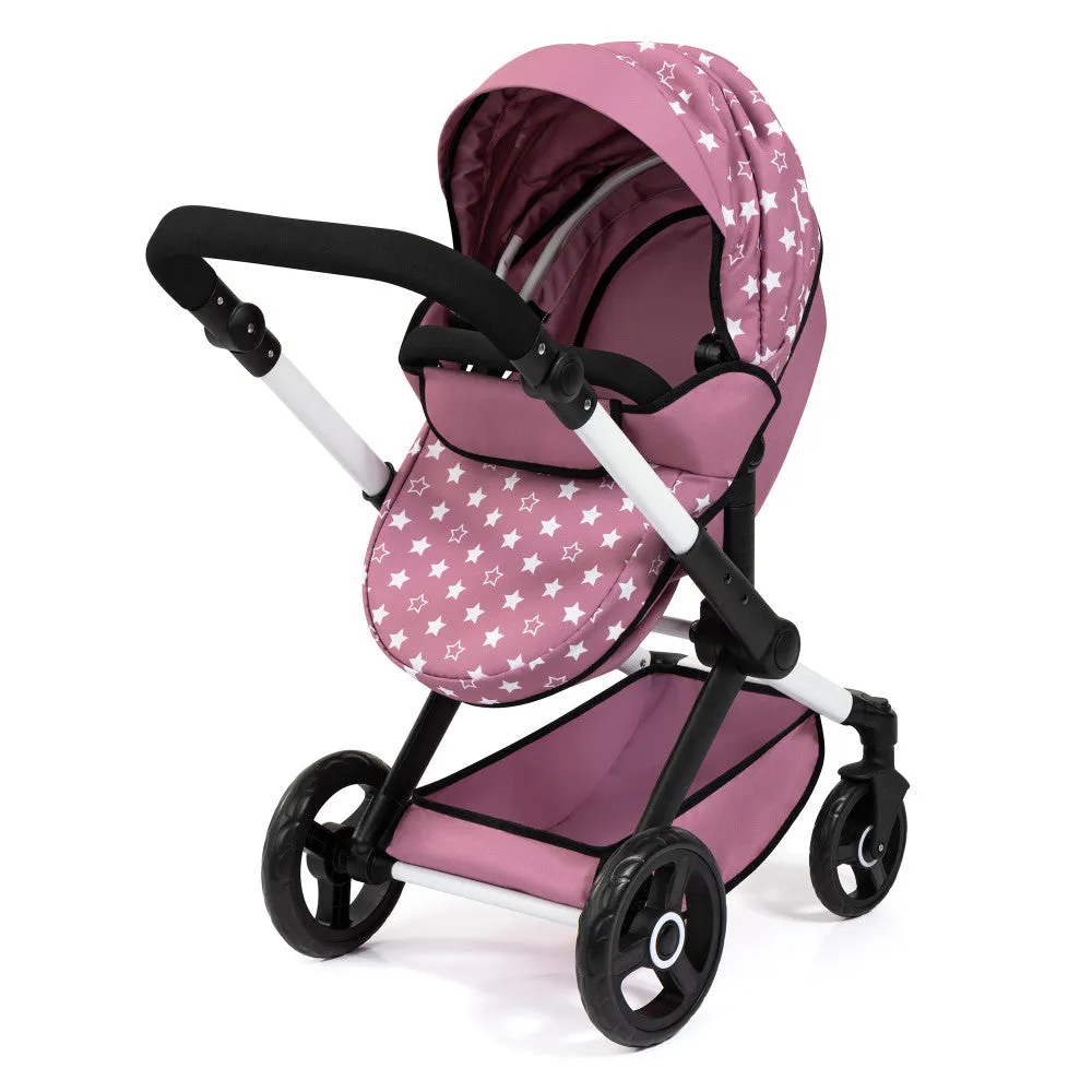 Bayer Design Xeo Pram Playset for Dolls - Pink, White, Stars