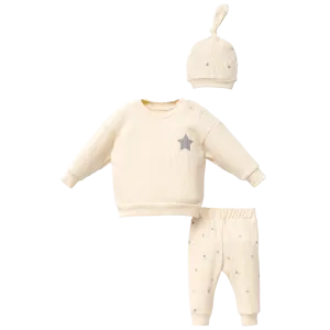 Beige Star Print Outfit & Hat