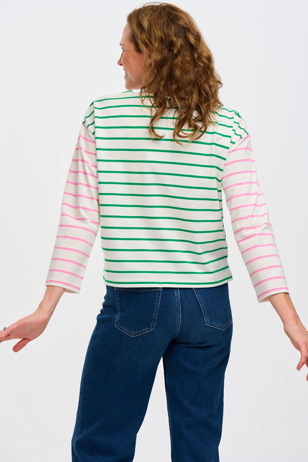 Billie Breton Top - Multi. Pink Green Split