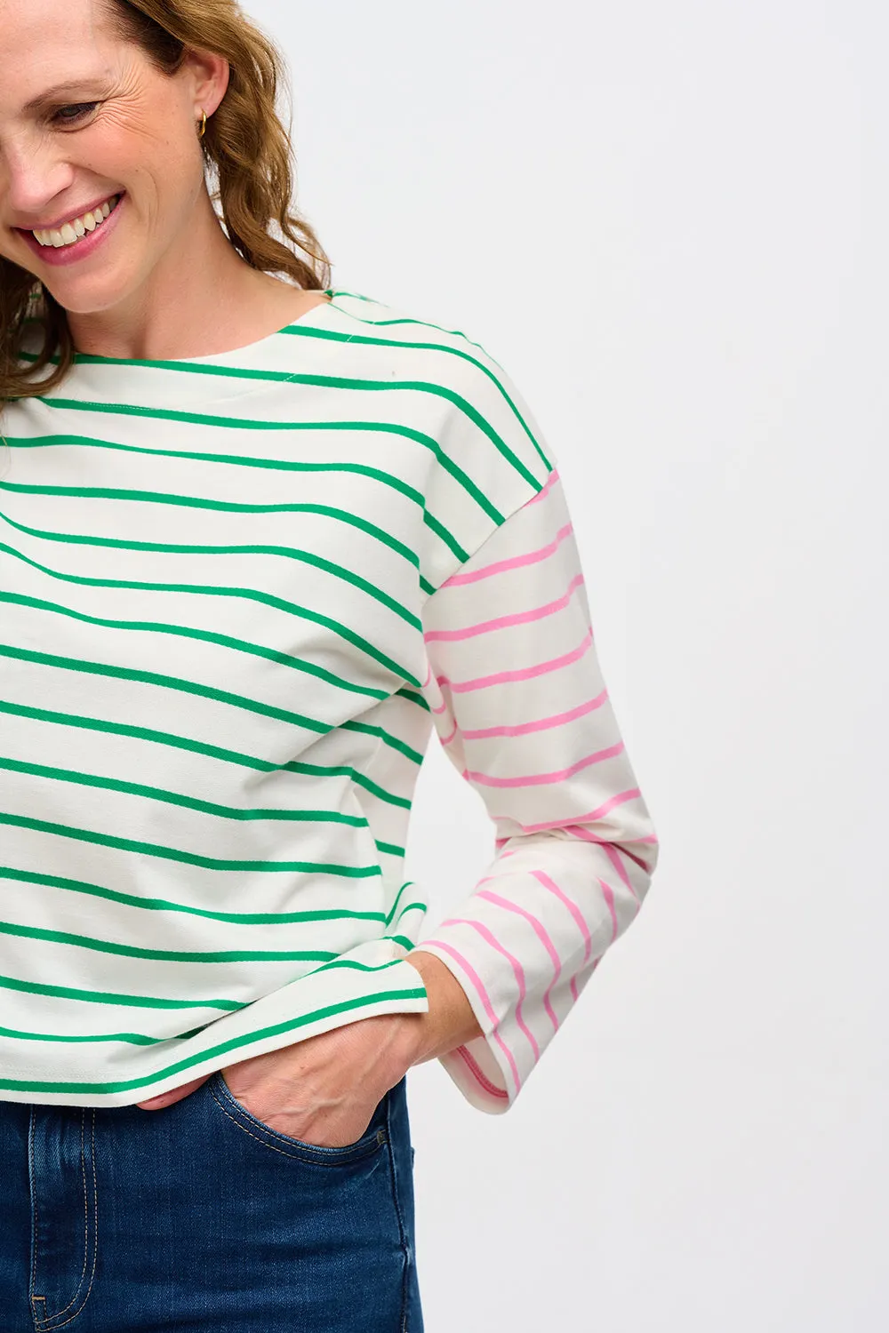 Billie Breton Top - Multi. Pink Green Split