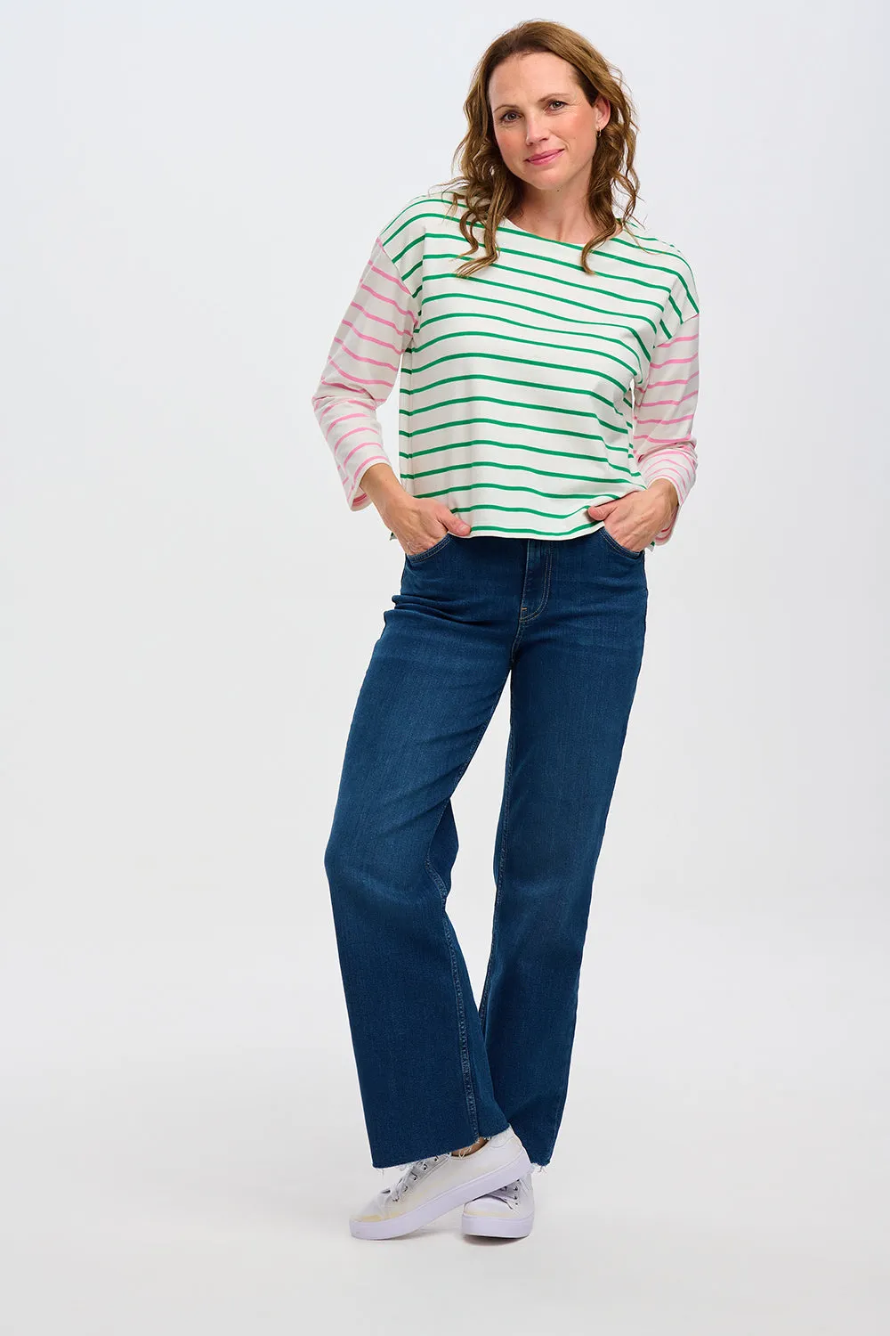 Billie Breton Top - Multi. Pink Green Split