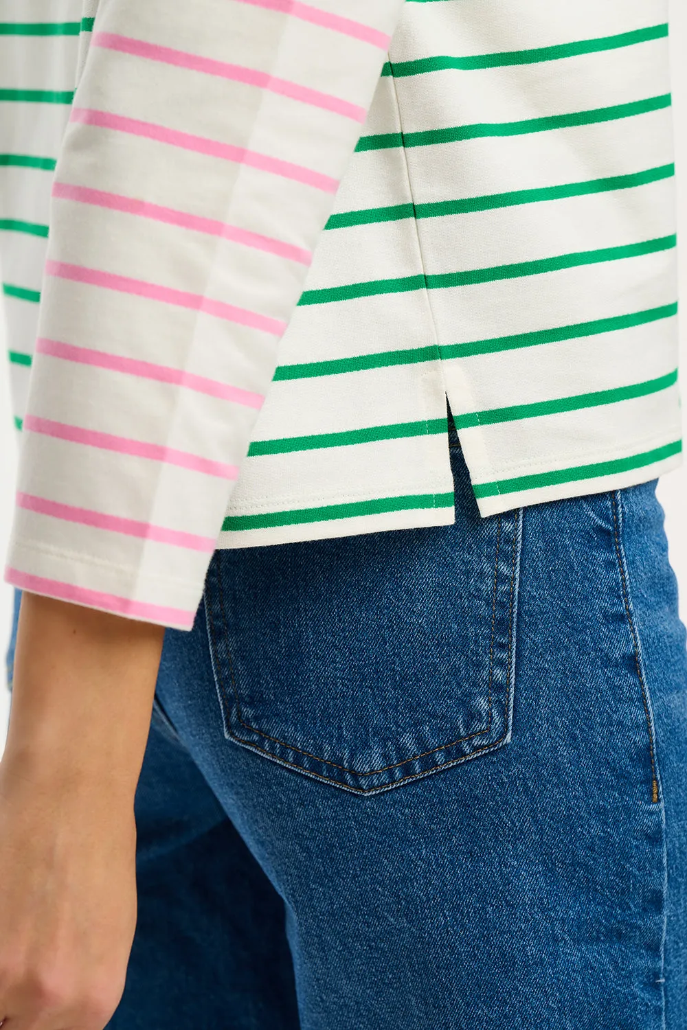 Billie Breton Top - Multi. Pink Green Split