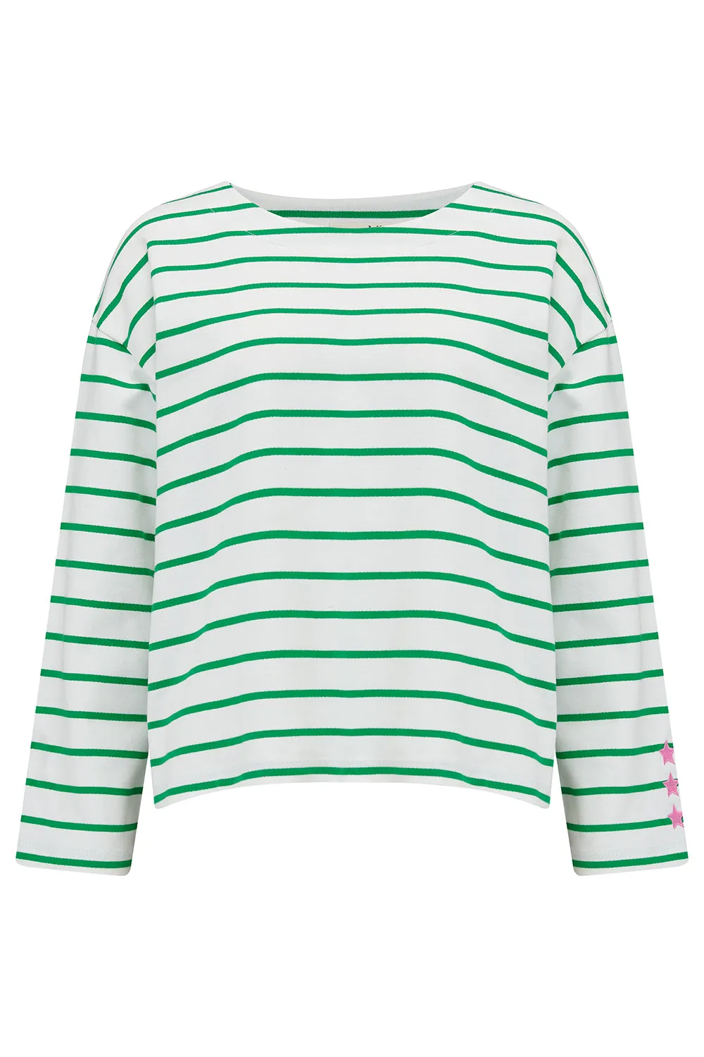 Billie Breton Top - Off-White/Green. Star Cuff
