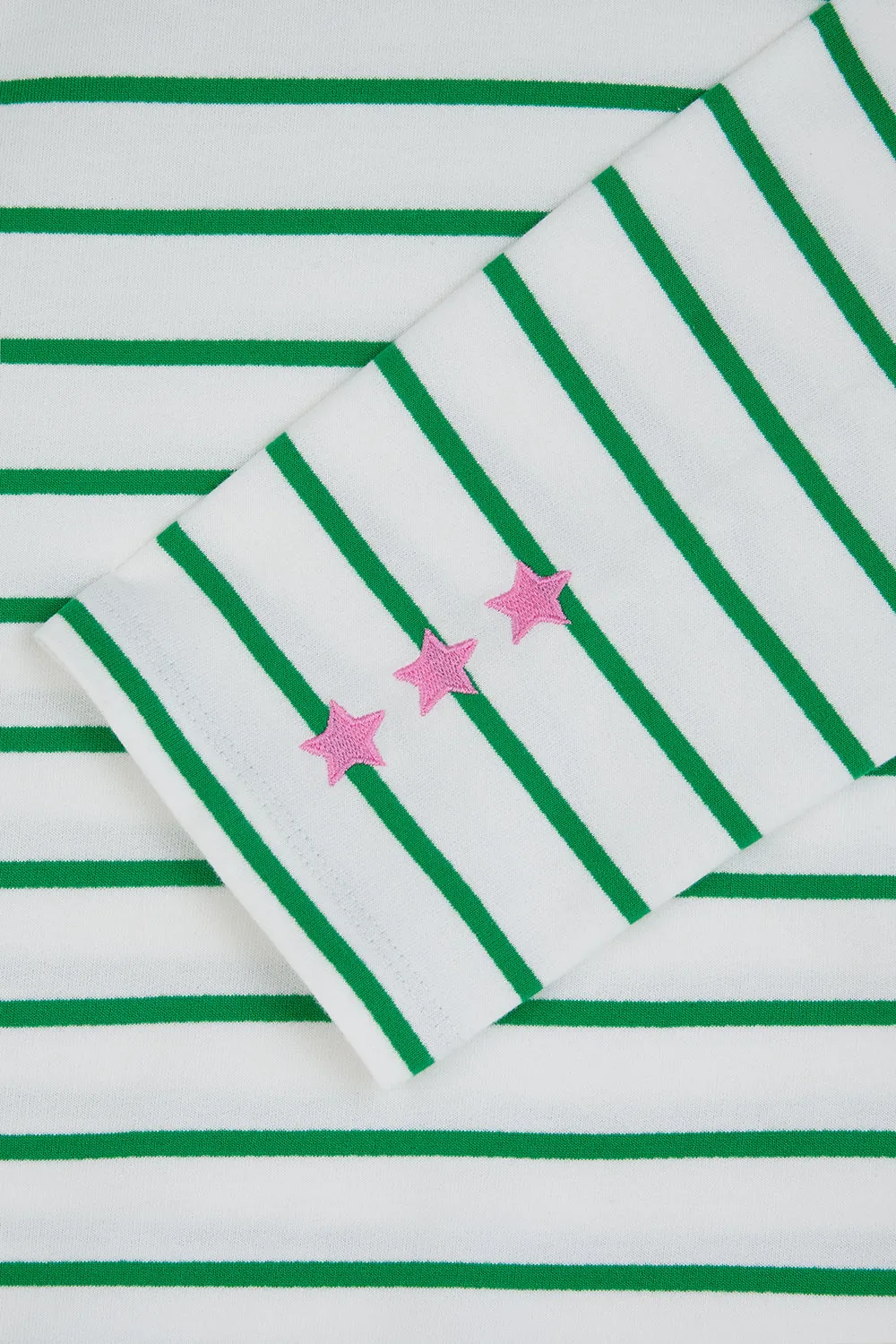 Billie Breton Top - Off-White/Green. Star Cuff
