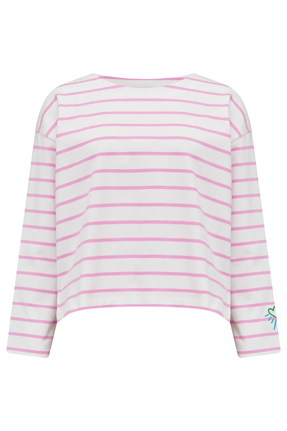 Billie Breton Top - Off-White/Pink. Heart Cuff