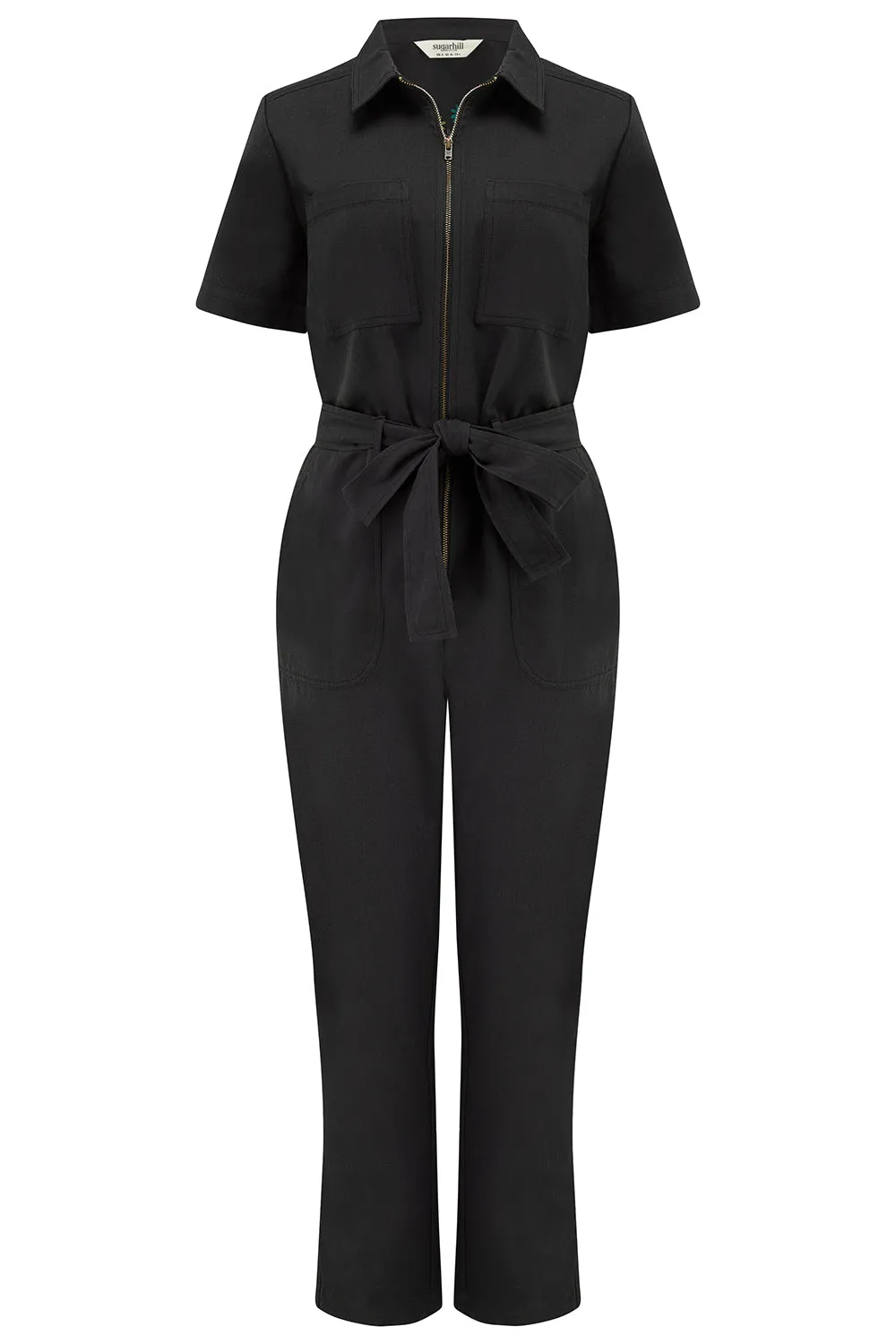 Billy Boilersuit - Black. Tiger Floral Back