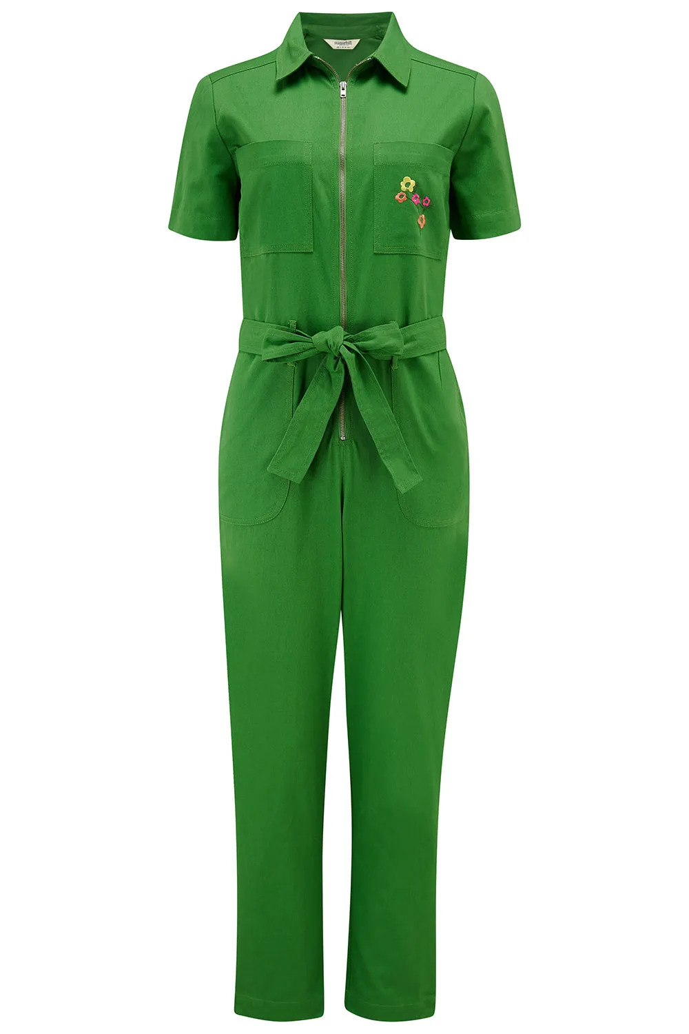 Billy Boilersuit - Green. Rainbow Flowers