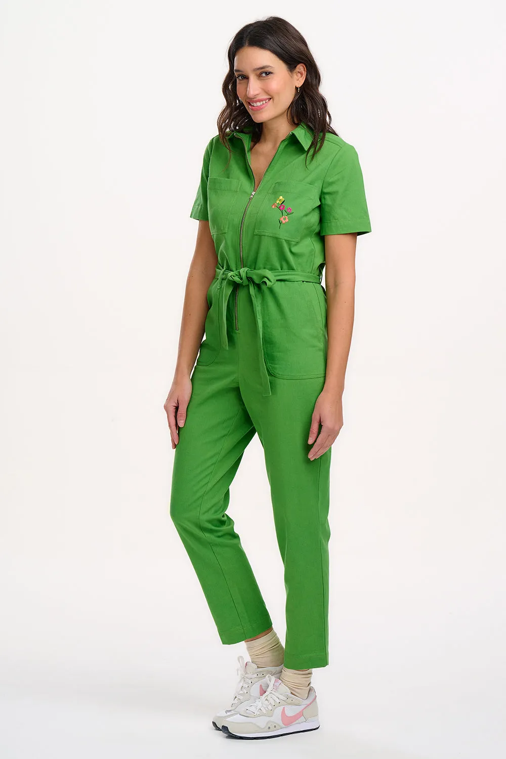 Billy Boilersuit - Green. Rainbow Flowers