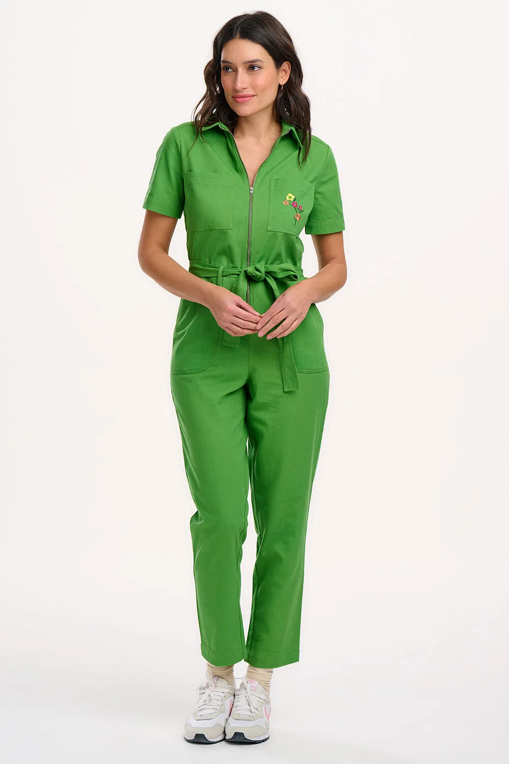 Billy Boilersuit - Green. Rainbow Flowers