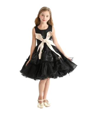 Black Sleeveless Bow Madrona Dress