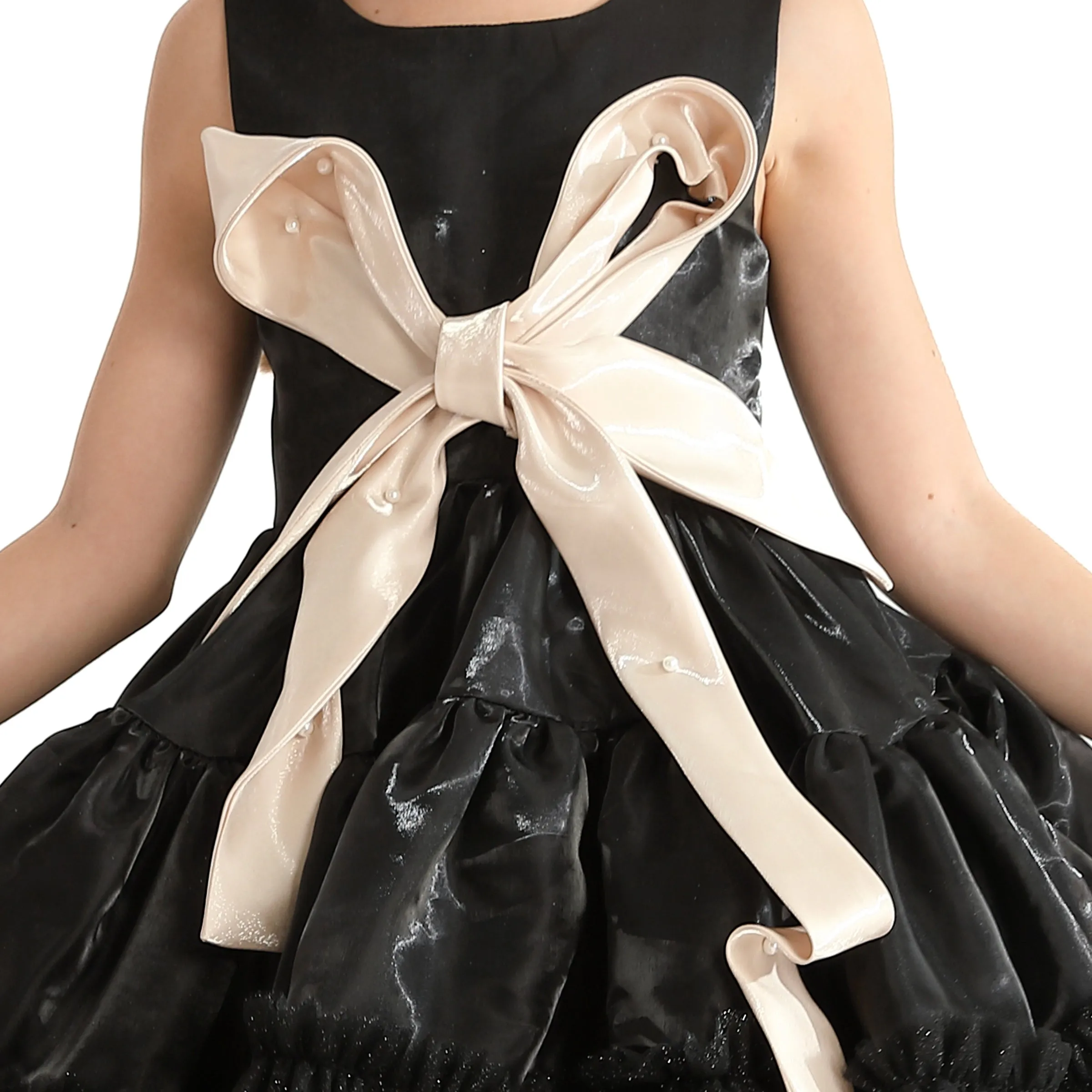 Black Sleeveless Bow Madrona Dress