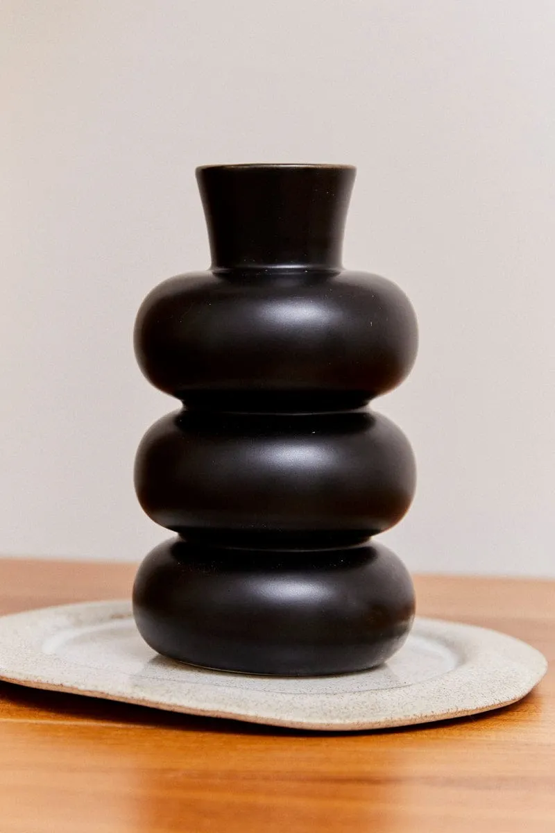 Black Stacked Vase