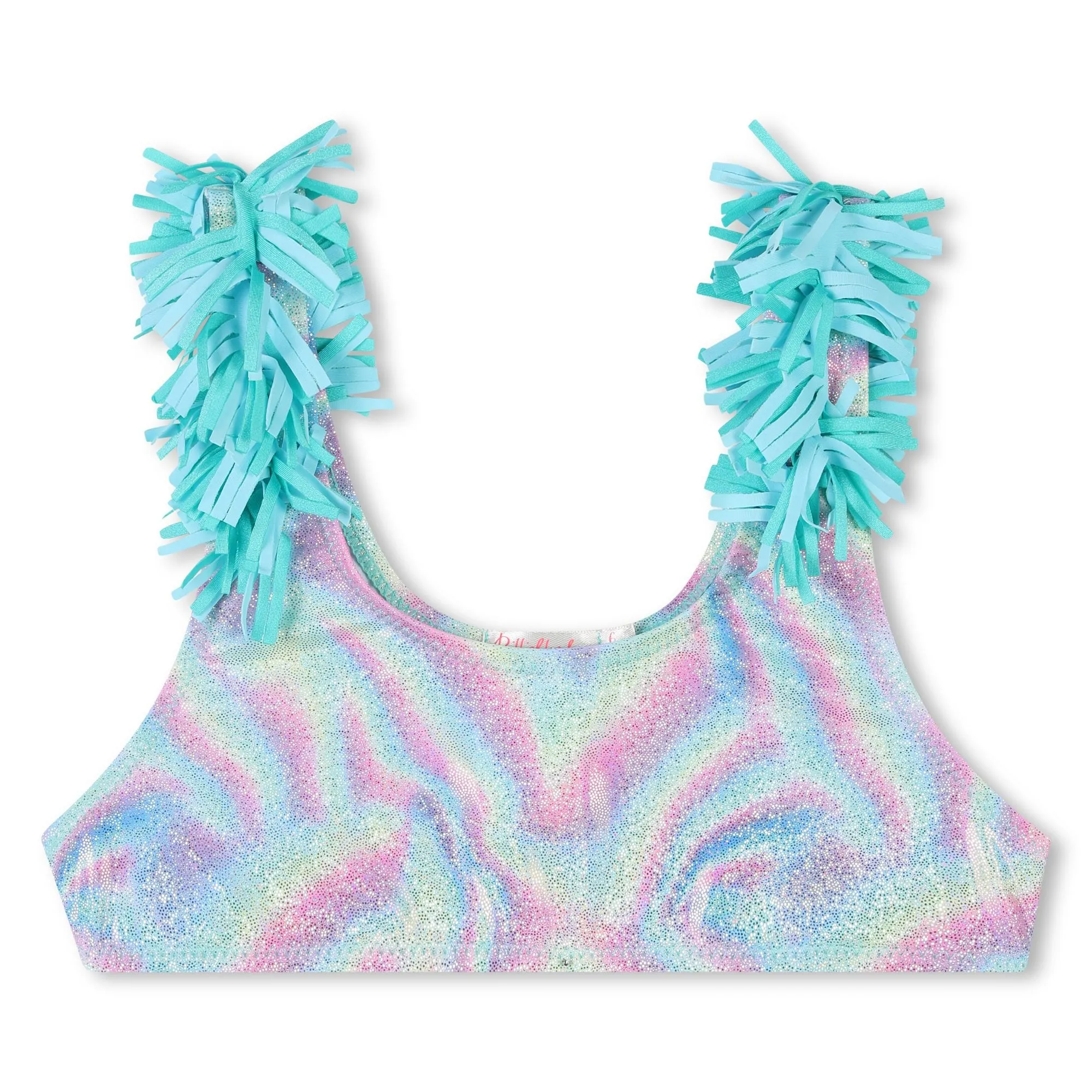 Blue Beach Glass Ruffle Trim Bikini